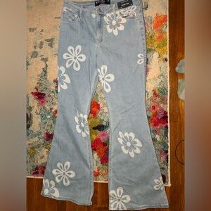 Hollister flower flare jeans
